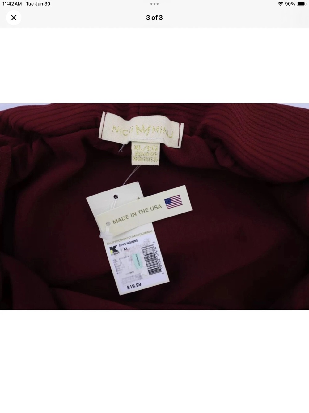 Nicki Minaj XL Off-Shoulder Ribbed Top - Burgundy - Picture 3 of 3